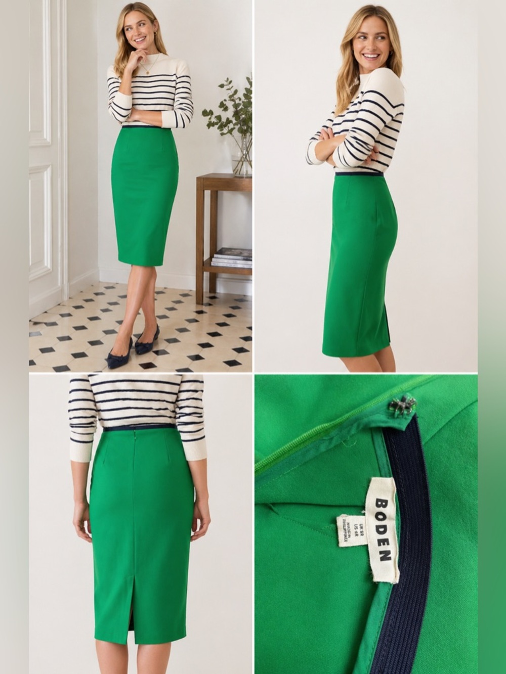 BODEN Richmond Emerald Pencil Skirt